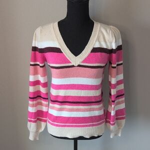 LOFT Striped V-Neck Sweater